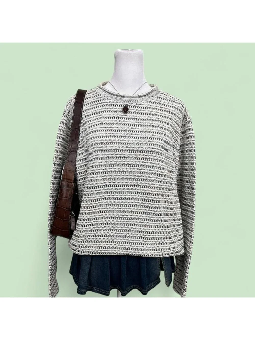 vintage 90s striped boho granola grunge roll neck sweater - Picture 1 of 8